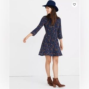 Madewell Silk Boatneck floral dress
